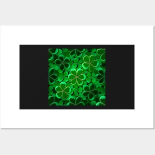 Saint Patrick's day shamrock shiny layered 3D floral pattern Posters and Art